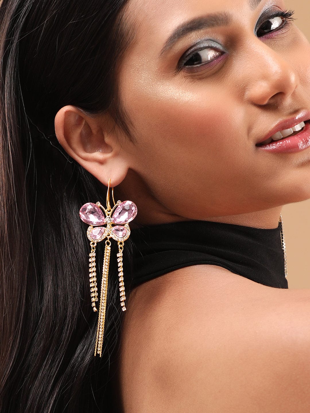 Rubans Voguish Multicolour Butterfly Statement Butterfly Tassel Earrings Earrings