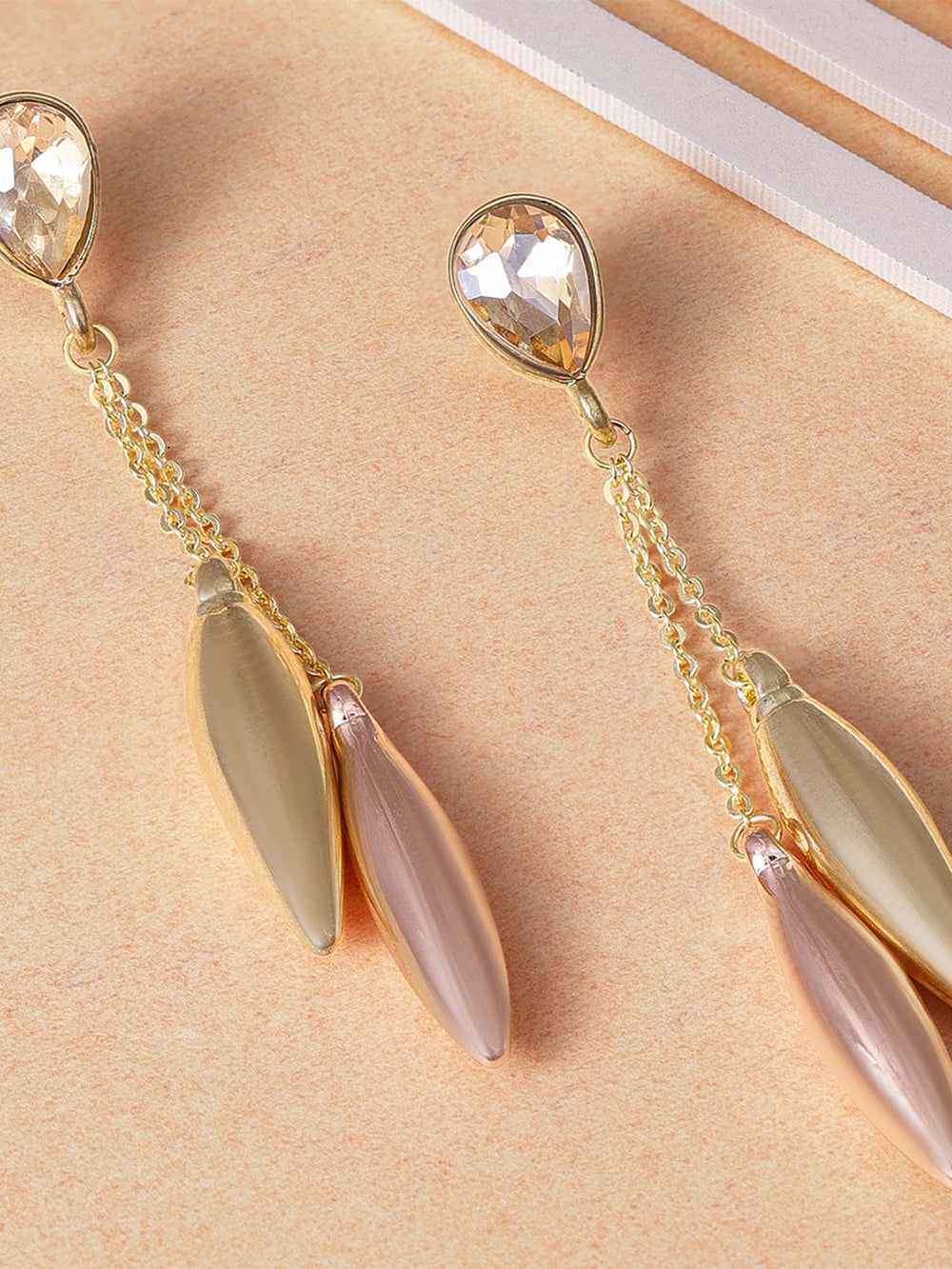 Rubans Voguish Radiant Elegance Gold Plated Crystal Drop Earrings Earrings