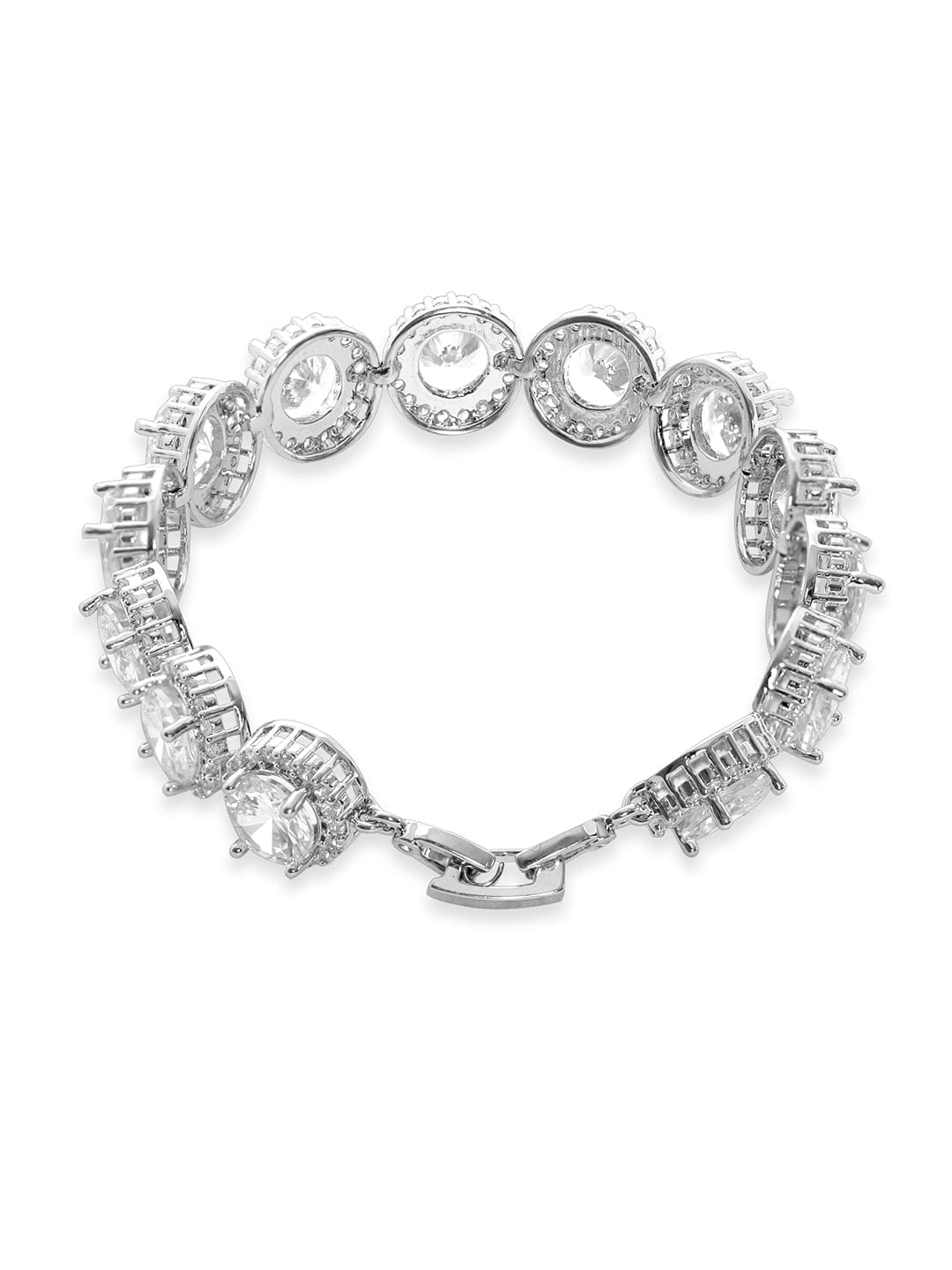 Rubans Voguish Rhodium-Plated Brilliant Cut Zirconia Studded Dazzling Bracelet Bracelets