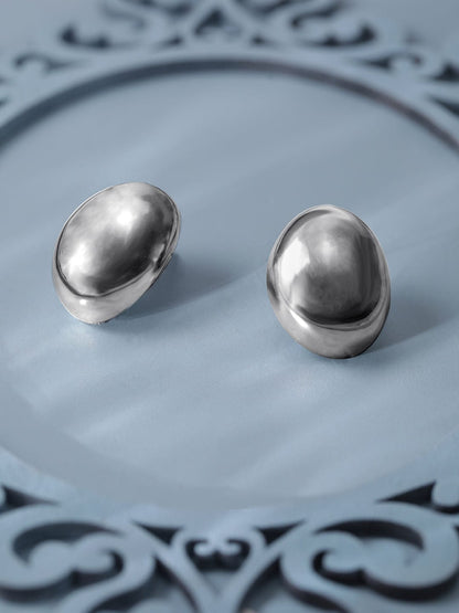 Rubans Voguish Rhodium Plated Classy Statement Stud Earrings Earrings