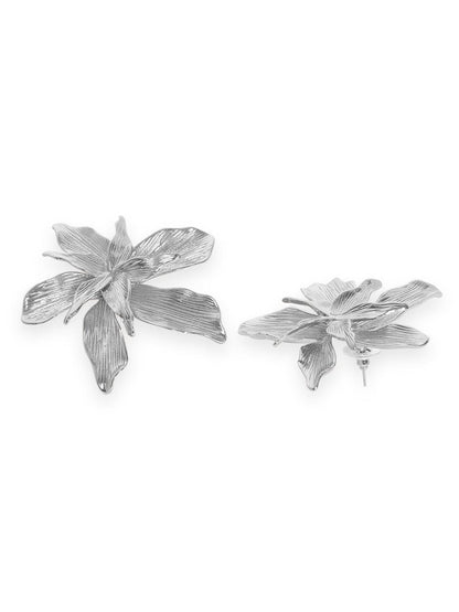 Rubans Voguish Rhodium Plated Floral Studs Earrings Earrings
