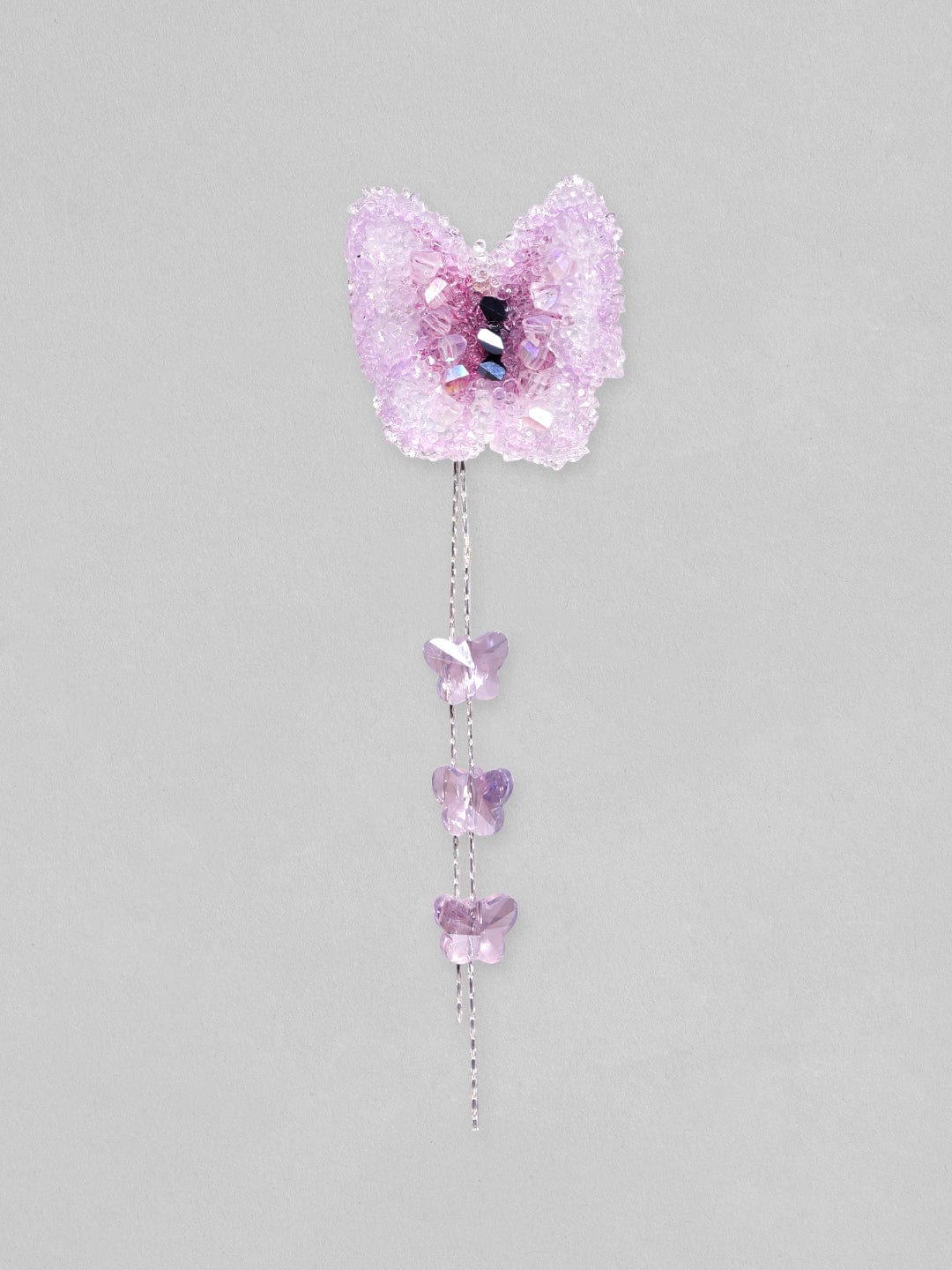 Rubans Voguish Rhodium Plated Purple Crystal Tassel Earrings Earrings