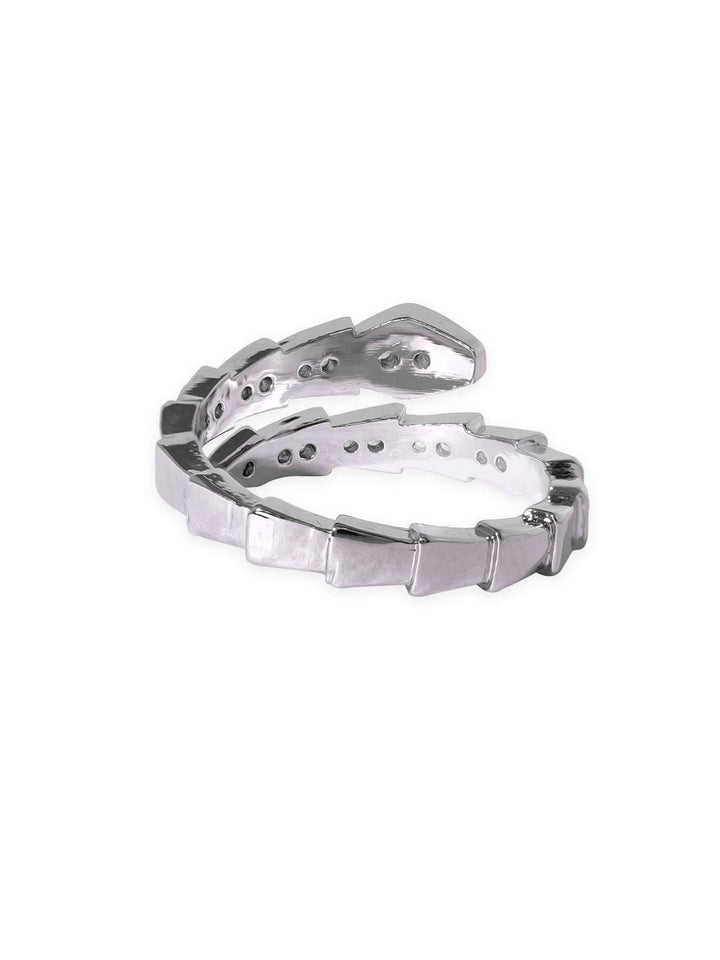 Rubans Voguish Rhodium plated Serpent Structured wrap ring Rings