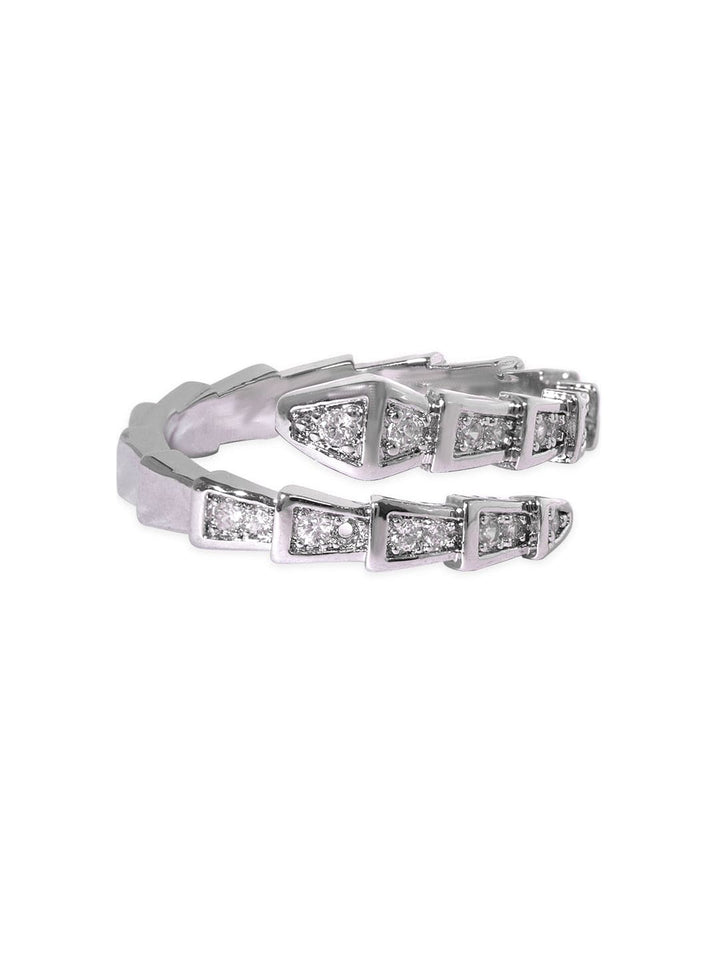 Rubans Voguish Rhodium plated Serpent Structured wrap ring Rings