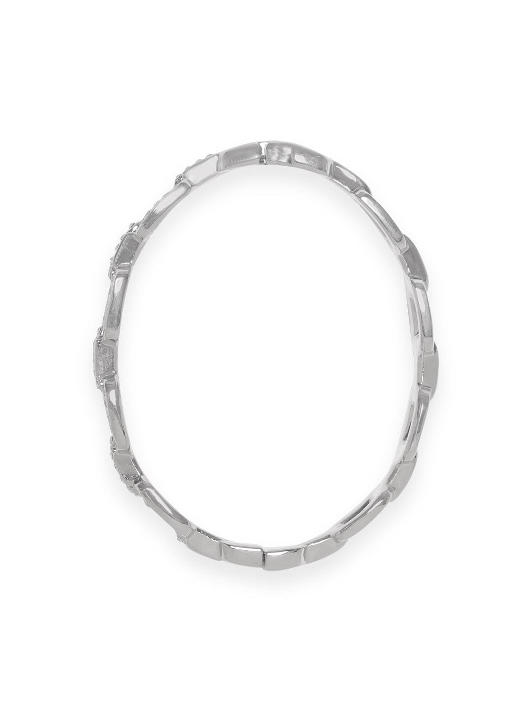 Rubans Voguish Rhodium Plated Zirconia Paperclip Link Patterned Bracelet Bangles &amp; Bracelets