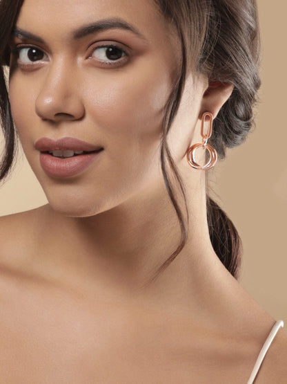 Rubans Voguish Rose Gold Minimal Dangle Earring Earrings