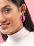Rubans Voguish Set Of 2, Gold & Pink Enamel Hoop Earrings Earrings
