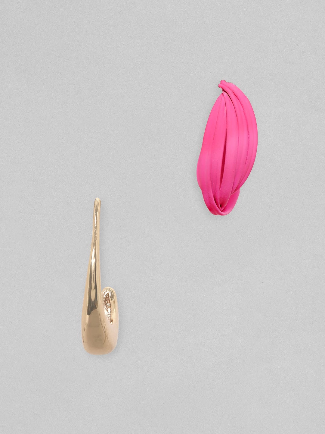 Rubans Voguish Set Of 2, Gold &amp; Pink Enamel Hoop Earrings Earrings
