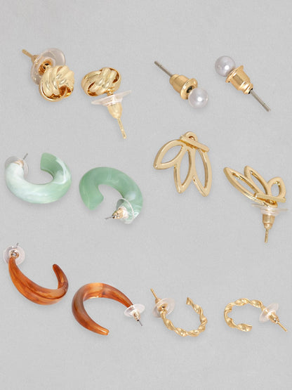 Rubans Voguish Set Of 5, Mixed Style Hoop Earrings Earrings
