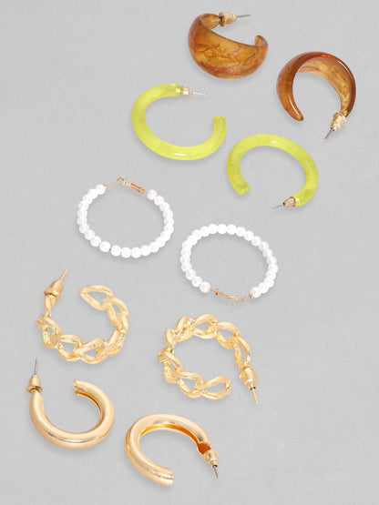 Rubans Voguish Set Of 5, Multi Style Hoop Earrings Earrings