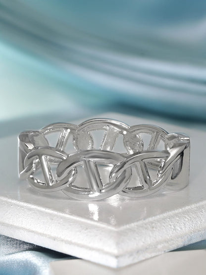 Rubans Voguish Silver Gleam: Set of 2 Silver-Colored Bracelets Bangles &amp; Bracelets
