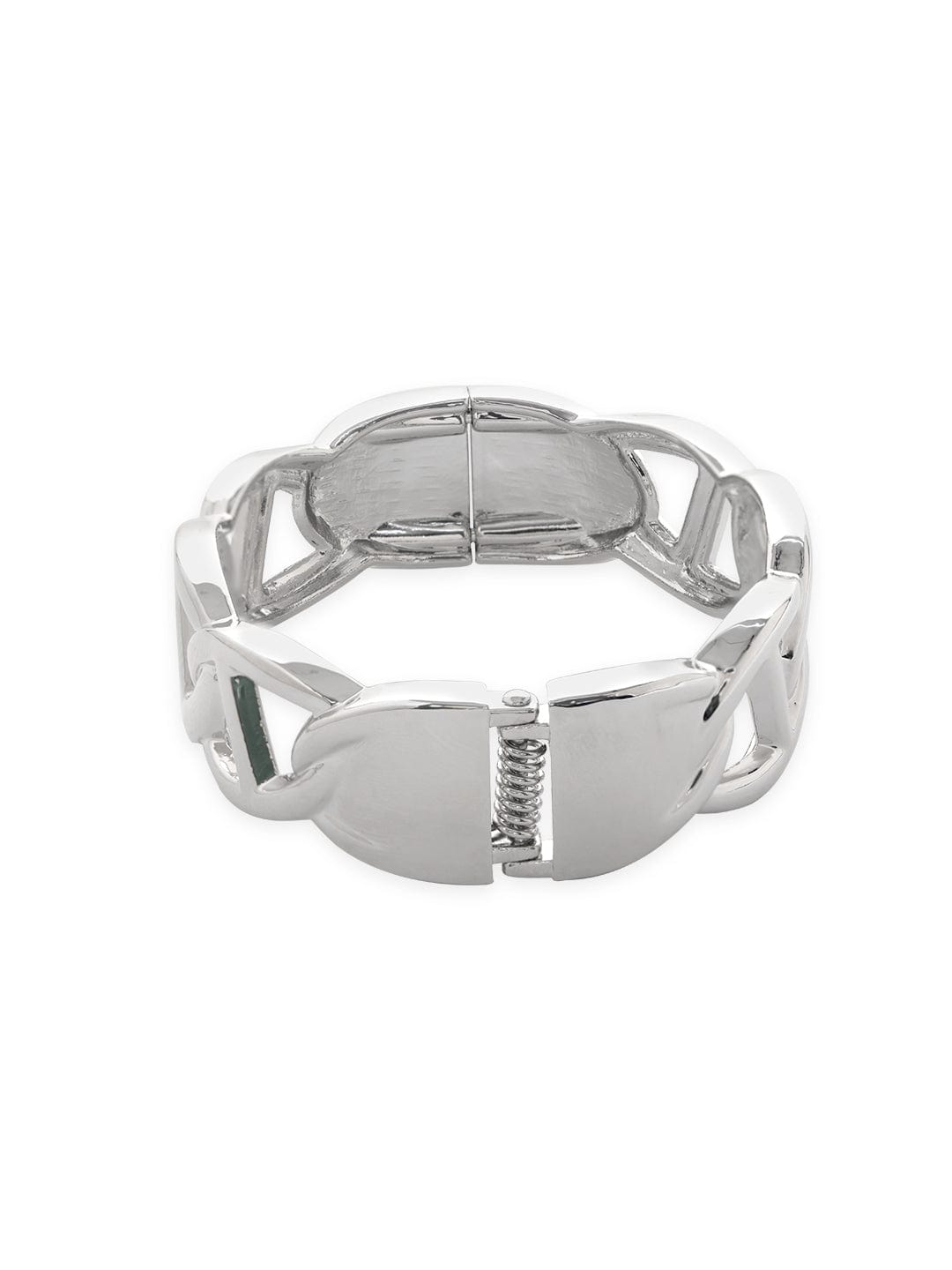Rubans Voguish Silver Gleam: Set of 2 Silver-Colored Bracelets Bangles &amp; Bracelets