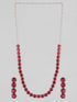 Rubans Voguish Silver-Plated Pink Stone Studded Handcrafted Jewellery Set Necklace Set