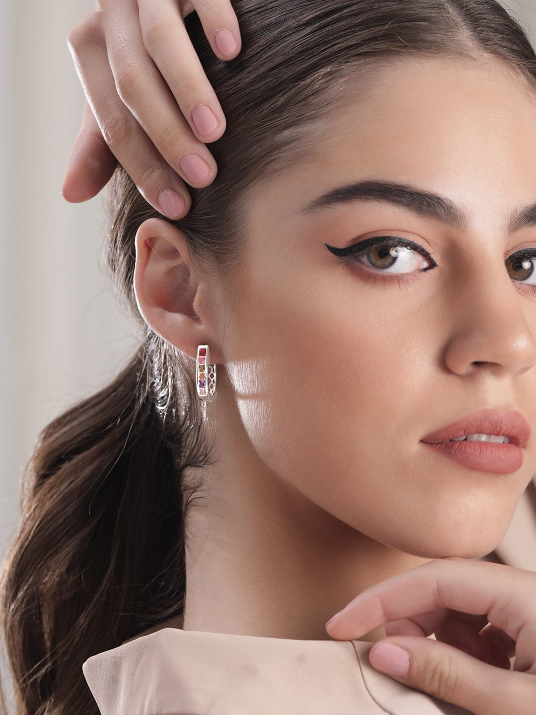 Rubans Voguish Silver-Toned Geometric Drop Earrings Earrings