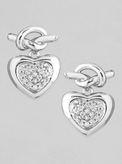 Rubans Voguish Silver-Toned Heart Shaped Studs Earrings Earrings