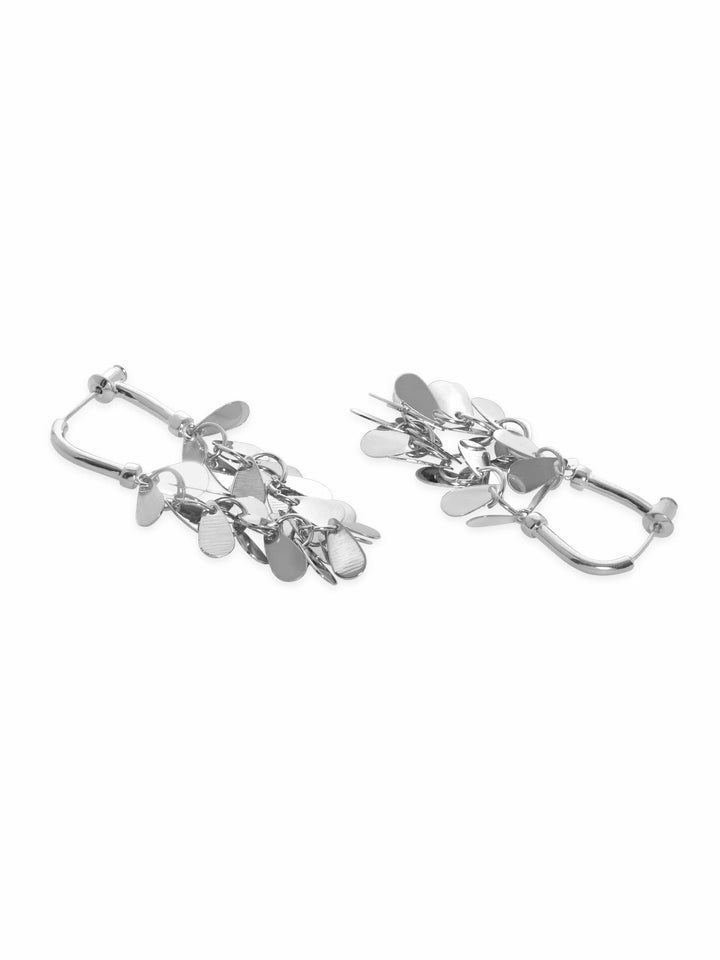 Rubans Voguish Silvery Serenade: Silver Tone Drop Stainless Steel Earrings Earrings