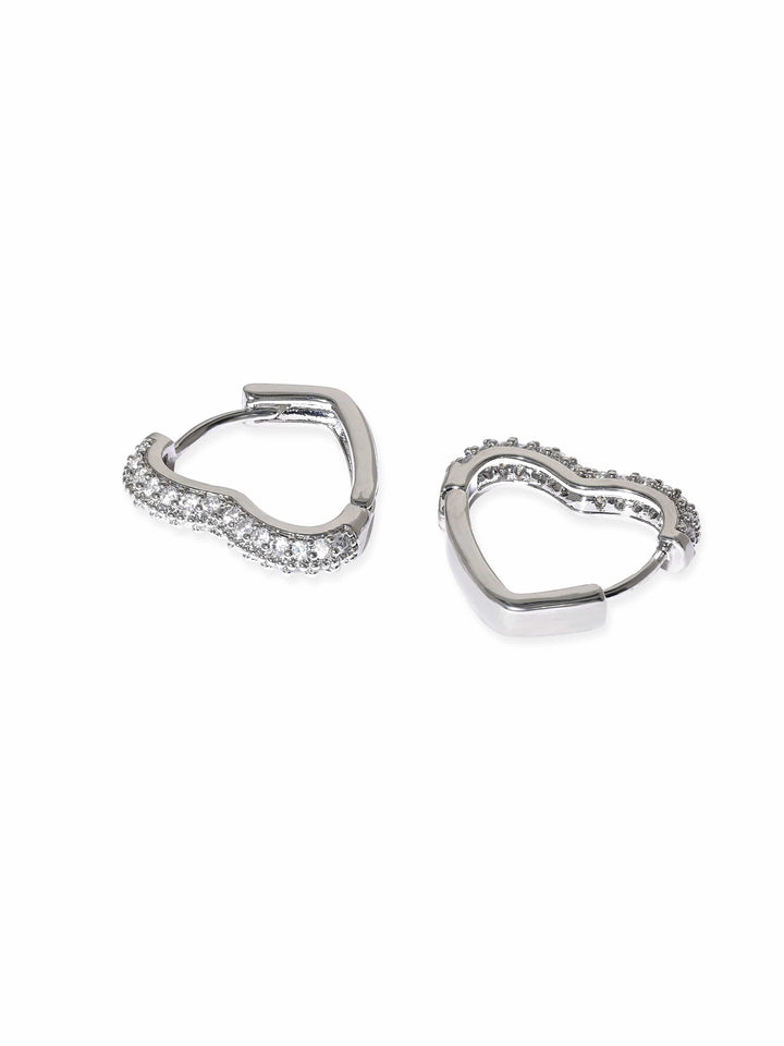 Rubans Voguish Simply Silver Sleek Huggie Hoop Earrings Earrings