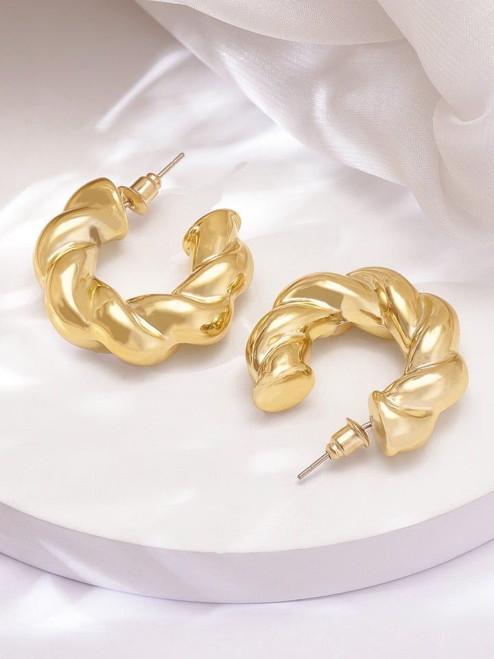 Rubans Voguish Sleek Gold-Plated Hoop Earrings Earrings