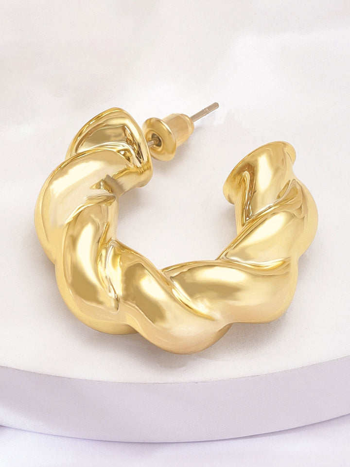 Rubans Voguish Sleek Gold-Plated Hoop Earrings Earrings