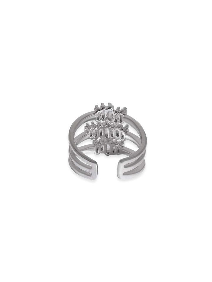 Rubans Voguish Timeless Adornment: Adjustable Silver Tone Ring Rings