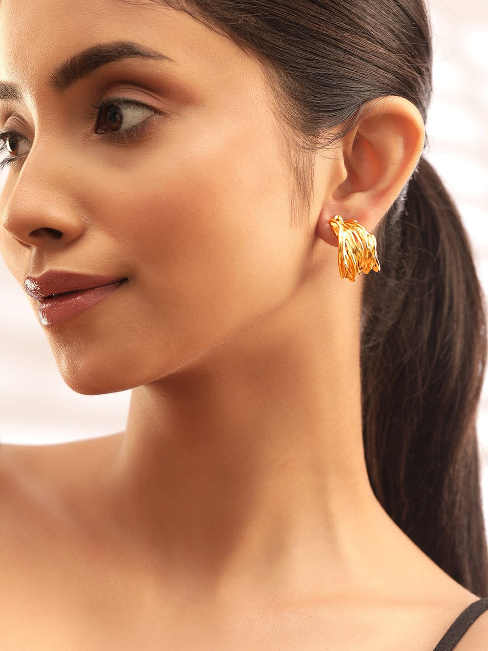 Rubans Voguish Timeless Gold Plated Hoop Earrings Earrings