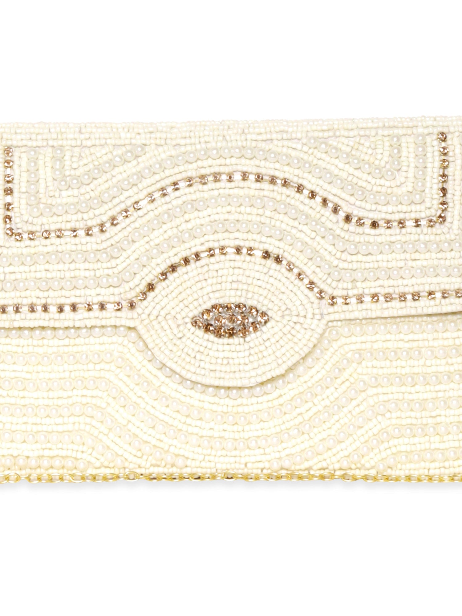 Rubans White Clutch Bags with Pearl and Stone Embellishment Handbag, Wallet Accessories &amp; Clutches
