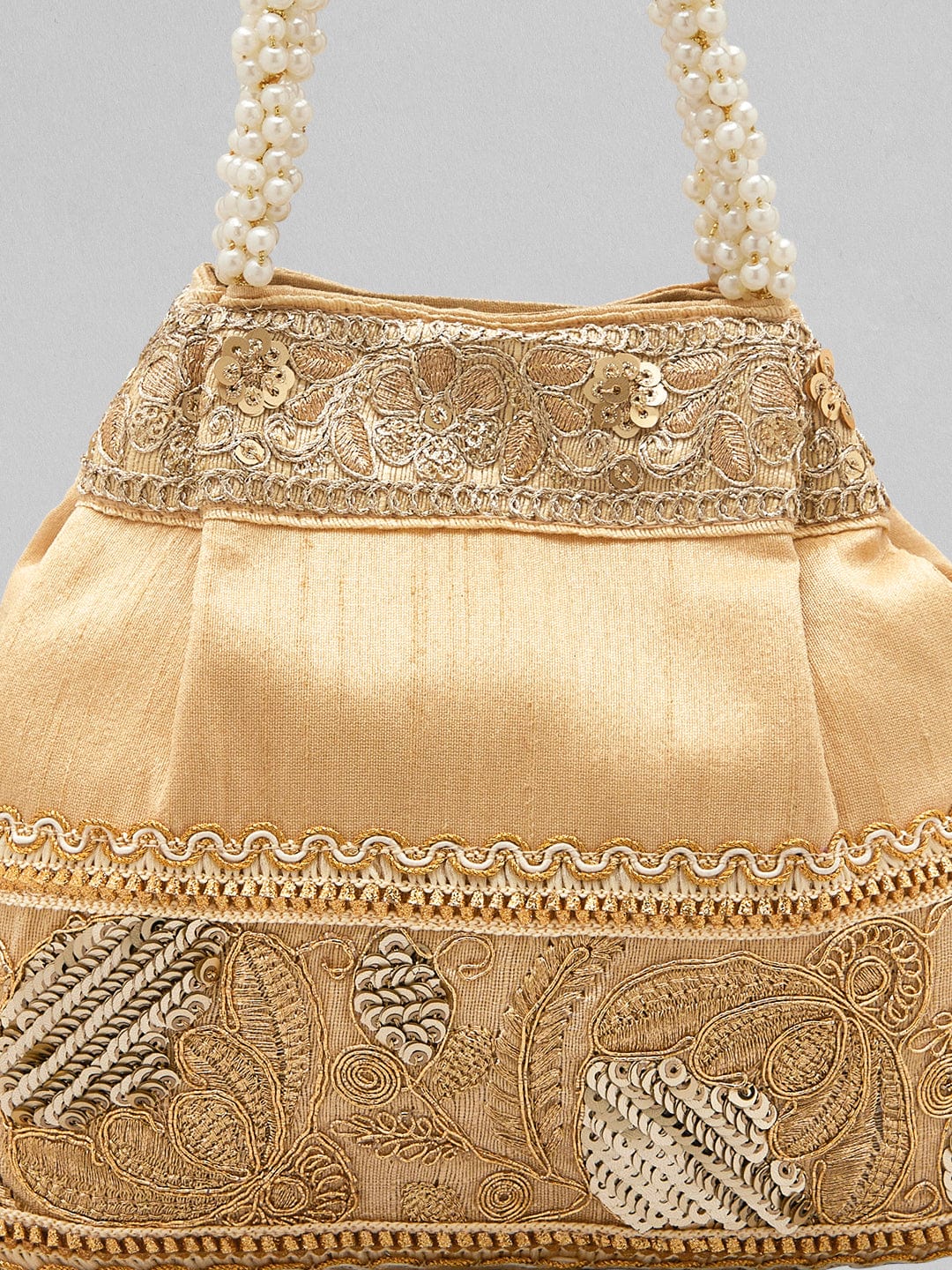 Rubans Women Gold-Toned Embroidered Potli Bag. Handbag &amp; Wallet Accessories