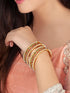 Rubans Women Set of 2 Gold-Toned Emerald & Pearl Studded Bangles Bangles & Bracelets