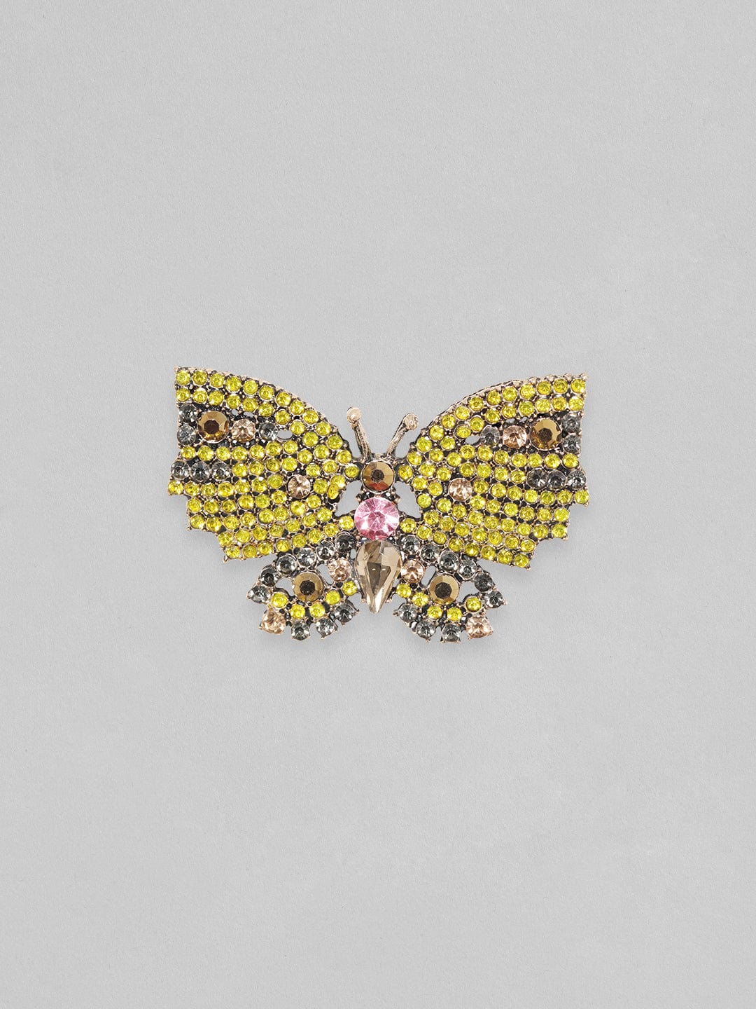 Rubans Yellow Beaded Handcrafted Butterfly Motif Statement Earrings. Earrings