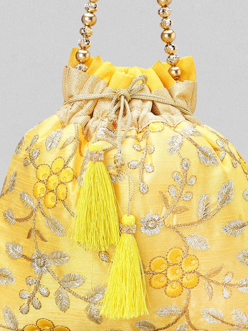 Rubans Yellow Embroidered Potli Bag Handbag & Wallet Accessories
