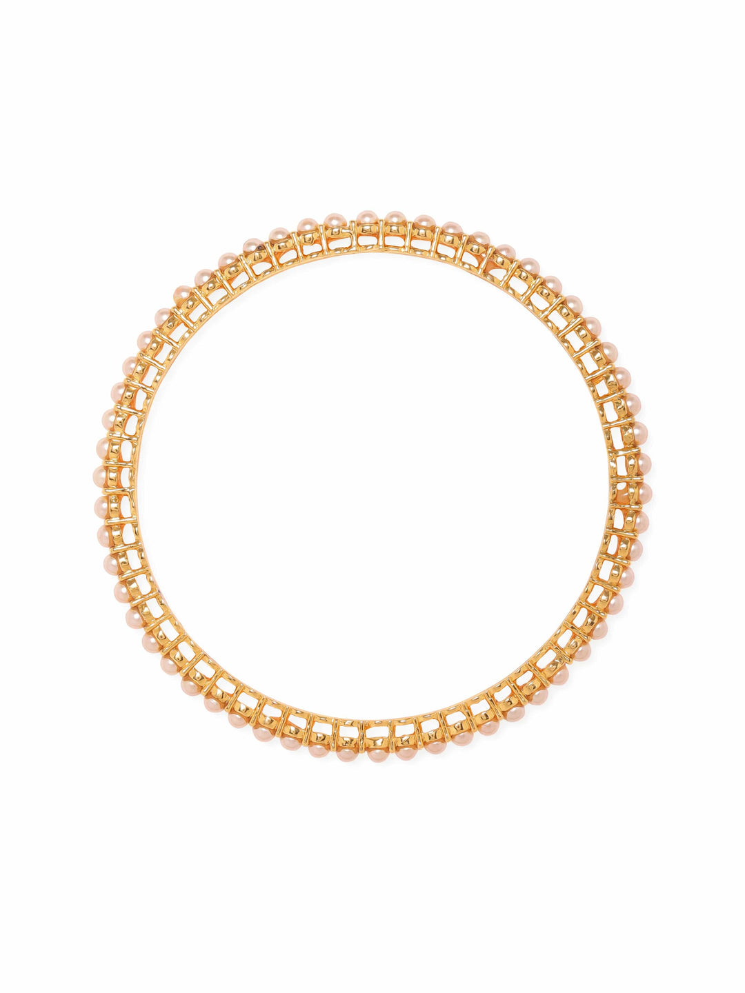 Set of 4, 22K Gold plated Pearl Studded Classic Bangles Bangles & Bracelets