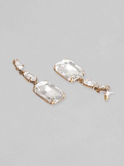 TOKYO TALKIES 18K Gold Plated Crystal Studded Drop Earrings Earrings