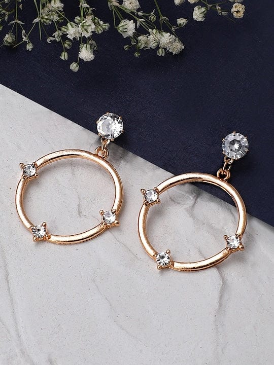 TOKYO TALKIES 18K Gold Plated Zirconia Studded Dangle Earrings Earrings