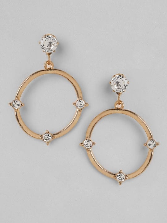 TOKYO TALKIES 18K Gold Plated Zirconia Studded Dangle Earrings Earrings