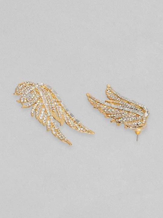 TOKYO TALKIES 18K Gold Plated Zirconia Studded Wing Motif Stud Earrings Earrings