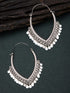 TOKYO TALKIES Silver-Toned & White Handcrafted Hoop Earrings Earrings