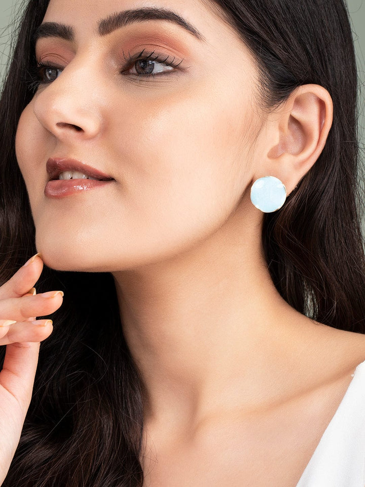 TOKYO TALKIES X Rubans FASHION ACCESSORIES Chic Gold Tone Blue Resin Stud Earrings Earrings