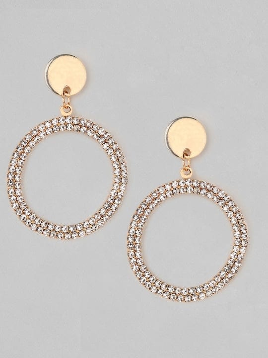 TOKYO TALKIES X rubans FASHION ACCESSORIES Gold-Plated CZ Studded Circular Drop Earrings Earrings