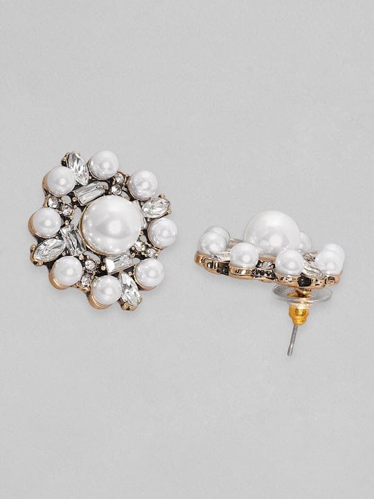 TOKYO TALKIES X rubans FASHION ACCESSORIES Oxidized plated pearl studded statement stud earrings Earrings