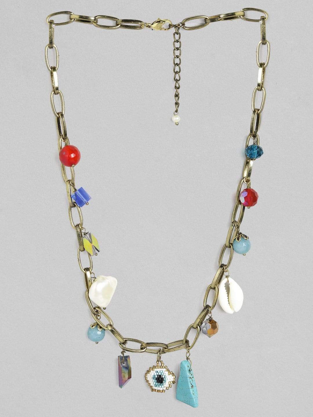 Antique Gold Plated Multicolor Beads Contemporary Bracelet Chain & Necklaces