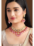 Ruabsn Gold Plated Handcrafted Kundan & Pink Gem Stone Choker Set Necklace Set