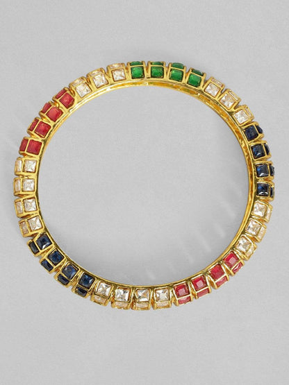 Rubans 22K Gold Plated Handcrafted Color Stone Set of 2 Bangles Bangles &amp; Bracelets