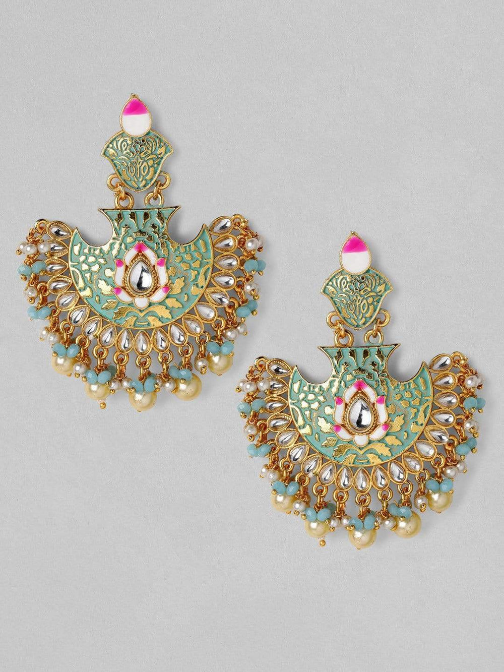Rubans 22K Gold Plated  Handcrafted Enamel Chandbali  Earrings Earrings