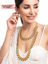Rubans 22K Gold Plated Layered Necklace With Studded American Diamonds Necklace Set