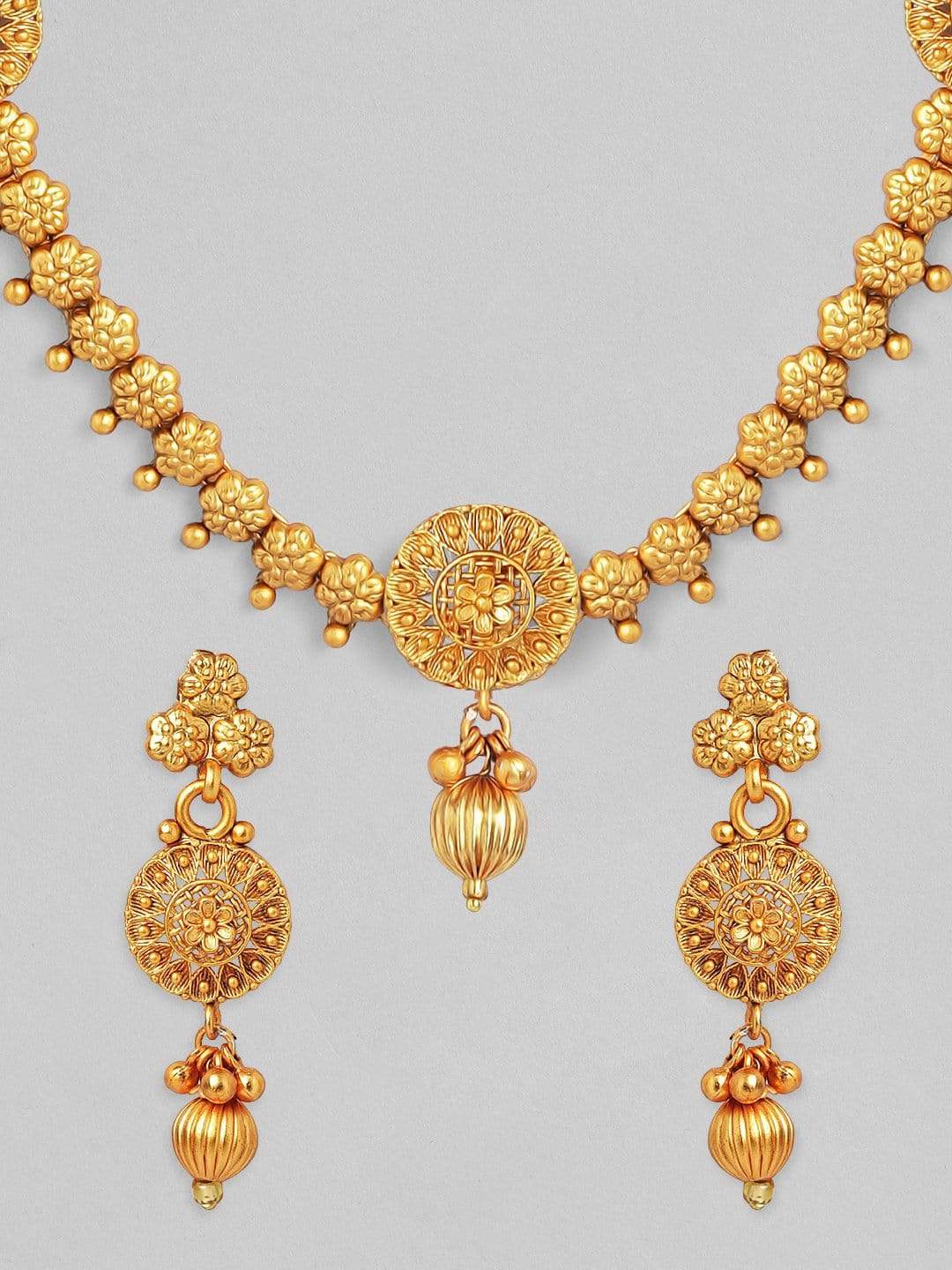 Rubans 24K Gold Plated Handcrafted Delicate Classic Necklace Set Necklace Set