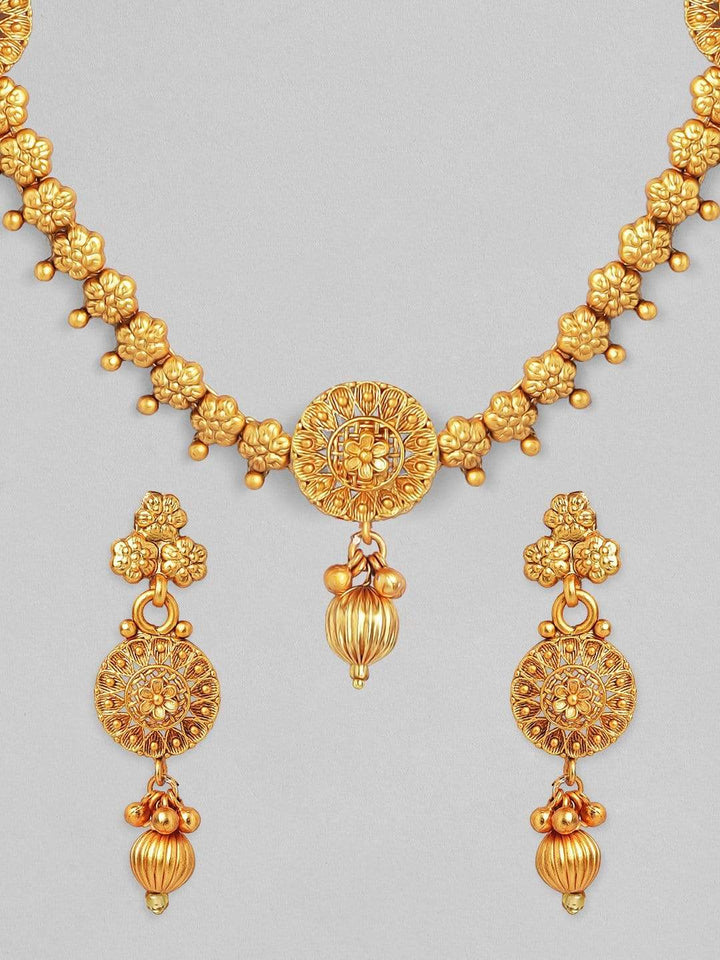 Rubans 24K Gold Plated Handcrafted Delicate Classic Necklace Set Necklace Set