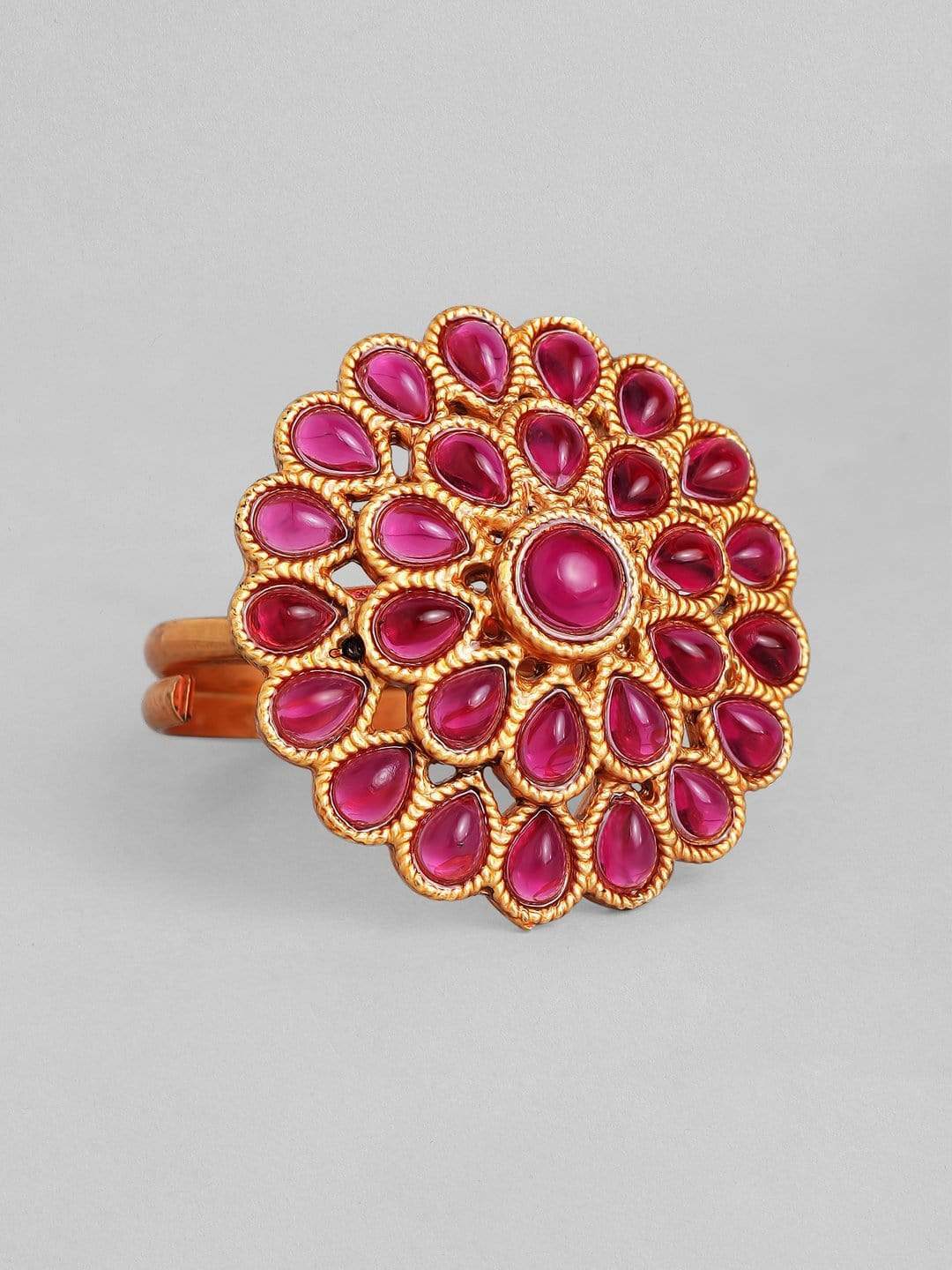 Rubans 24K Gold Plated Handcrafted Queen Pink Ring Rings
