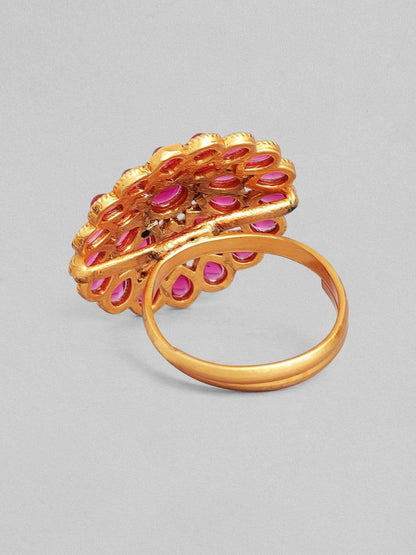 Rubans 24K Gold Plated Handcrafted Queen Pink Ring Rings