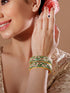 Rubans 24K Gold Plated Kundan Studded Green & Red Enamel Bangles Bangles & Bracelets