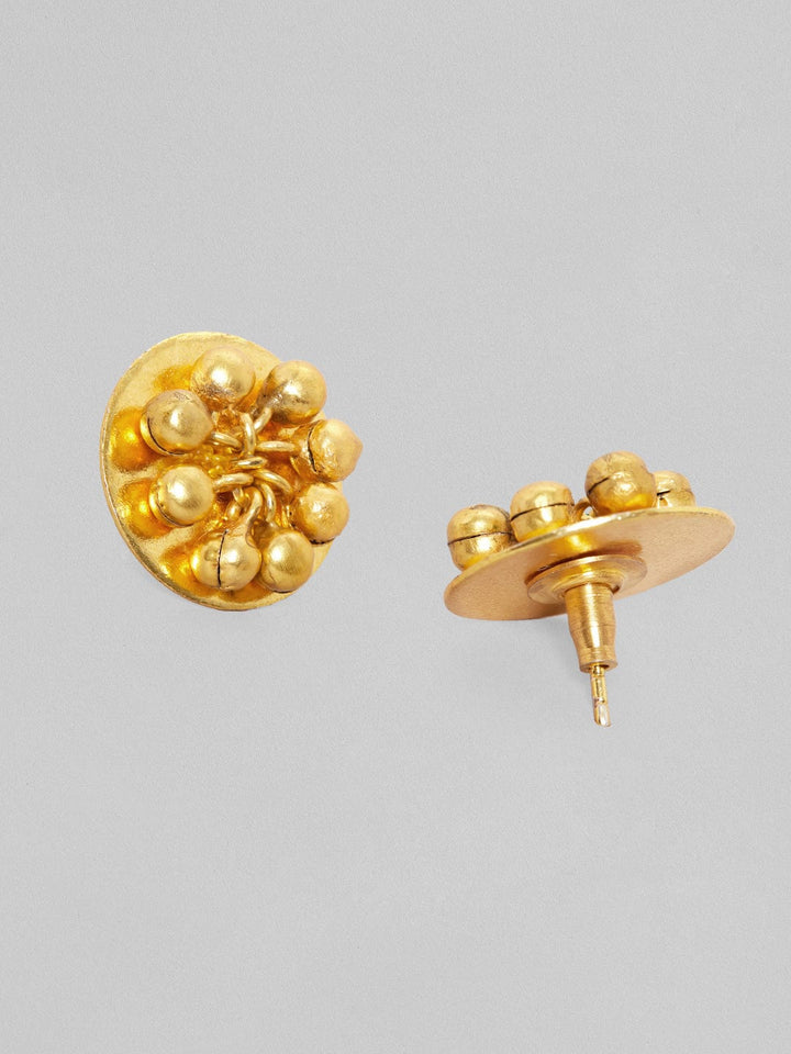 Rubans 24K Gold Plated Stud Earrings With Circular Design And Beads Earrings
